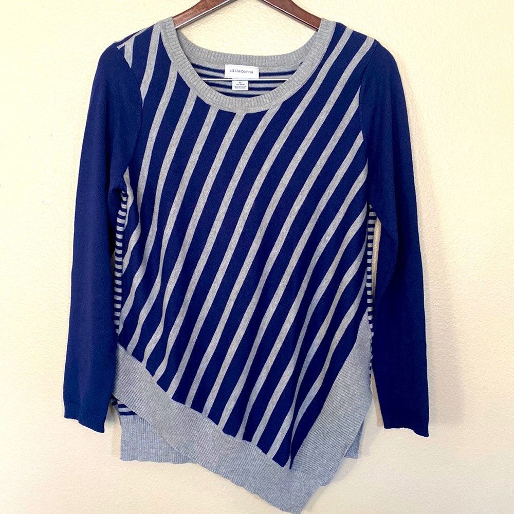 LIZ CLAIBORNE | asymmetrical striped sweater